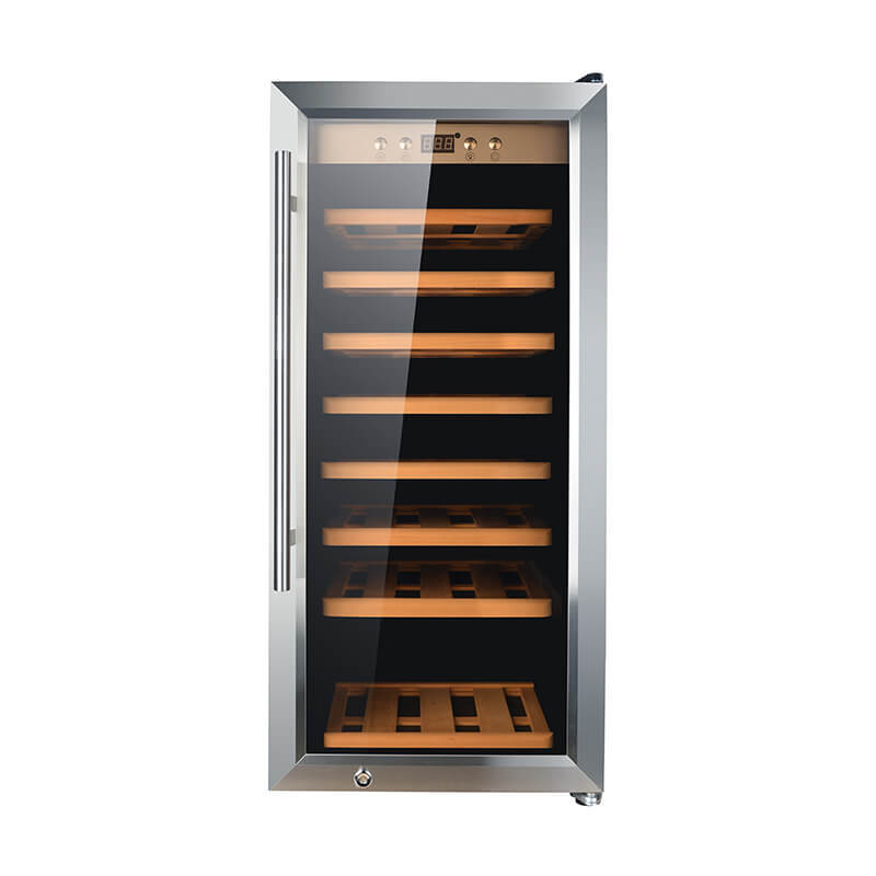 43 Bottles Single zone with silver panel double door wine refrigerator
