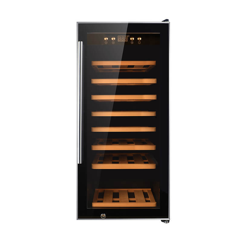 43 Bottles Single zone with black panel double door wine refrigerator
