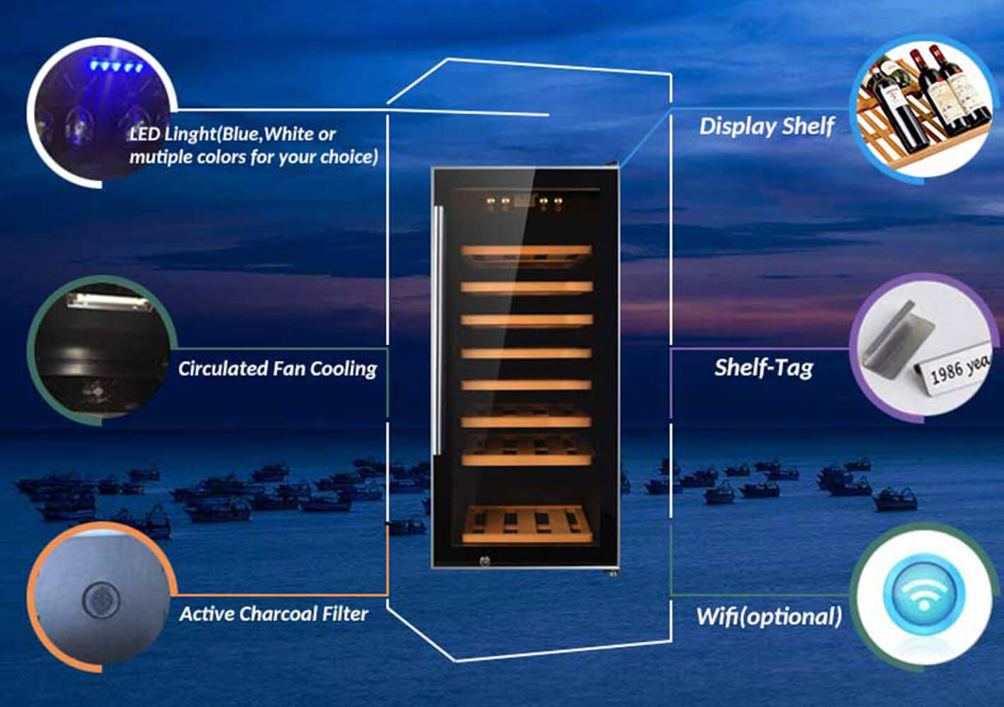 dual cooler wine refrigerator dual zone freestanding Sunnai Brand