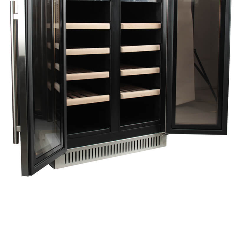 30 Bottles Dual zone with silver panel double door wine refrigerator