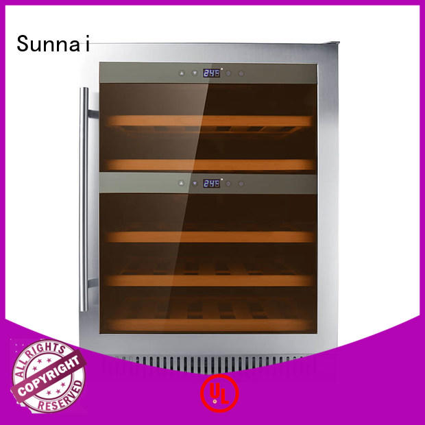Sunnai silver under counter dual zone wine fridge manufacturer for indoor