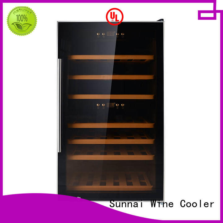 Sunnai black compressor wine cooler dual zone refrigerator for home