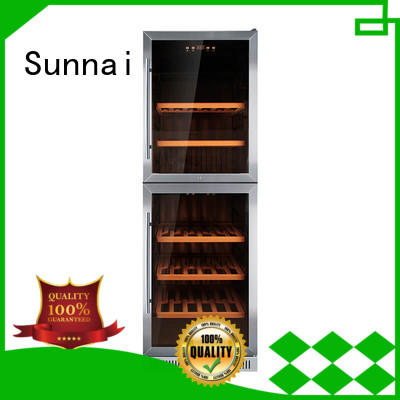 Sunnai compressor double doors wine cooler supplier for shop